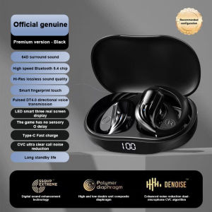 2025 OWS Bluetooth5.4 Clip On Earbuds Open Ear Design 64H Playback Bass Boost SecureFit Wireless Headphones Noise