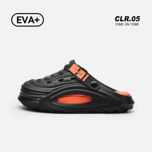 [Free Shipping] MenS Perforated Sandals Eva Summer Outdoor Breathable Non-Slip Thick-Soled Sandals Height-Increasing Odor-Resistant And Toe-Covering Slippers