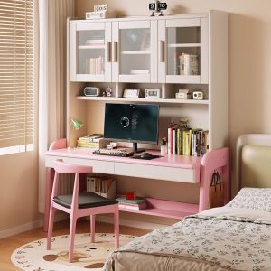 AUREO Solid Wood Desk Hutch Integrated Table Student Home Bookcase Combination Study Table Small Bedroom Bedside Computer Desk