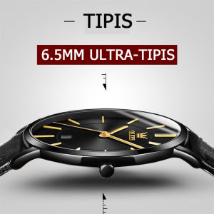 OLEVS Jam Tangan Pria Tipis Anti Air Original Asli Kulit Mewah  Ultra-thin Analog Casual Model 5869