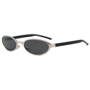 SIXIS Khung loại Kính râm hình oval cổ điển Bảo vệ UV400 Cổ điển Kính mắt Thời trang Punk Kính râm Phụ nữ