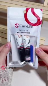 Curvlife Newly Upgraded Quick Drying 10g Semi Solid Nail Glue with 10ml Remover for Press On Nails Tips No Need for UV Lamp Long Lasting Fake Acrylic Nails Kit Glue Gel