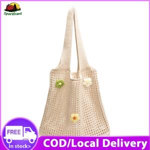 Womens Summer Tote Bag Crochet Hollow Out Shoulder Bag Large Capacity Knitted Handbag for Daily Use