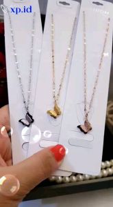 Xp12b Kalung Kupu-kupu Titanium Stainless Steel Asli Awet Anti Karat Import Korean Style