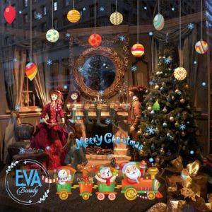Decal Dán Tường Dán Kính Trang Trí Giáng Sinh Mẫu Quả Châu Và Đoàn Tàu Xe Noel XL823 M2050 (Không Bị Hư Tường)