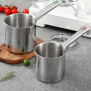 HJKL Mini Nồi chiên sâu Thép không gỉ 304 Lưới Rổ lọc chiên Nồi thức ăn phụ trợ Có kẹp và nắp Chảo rán gà Khoai tây chiên