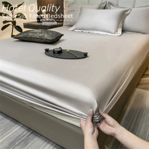 Satin Silk Bedsheet Full Garterized Sheet Soft Cool Touch Satin Hotel Quality Mattress Protector Double/Full/Queen Size