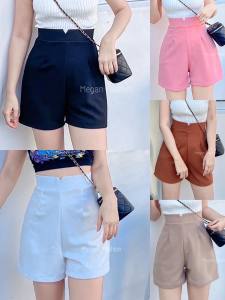 (ไซร์SMLXL)❤ กางเกงเอววี ขาสั้น เอวสูงปรี้ดผ้าวูลเวฟ❤ผ้านิ่มยืดมาก ใส่สบาย