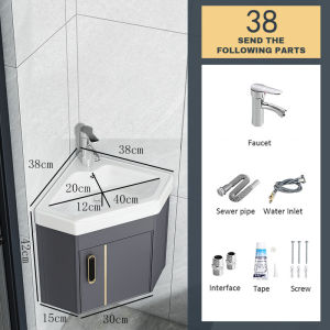 YUTU Aluminum Bathroom Cabinet wash basin cabinet Bathroom Basin Cabinet Basin Set with Mirror Triangle corner cabinet