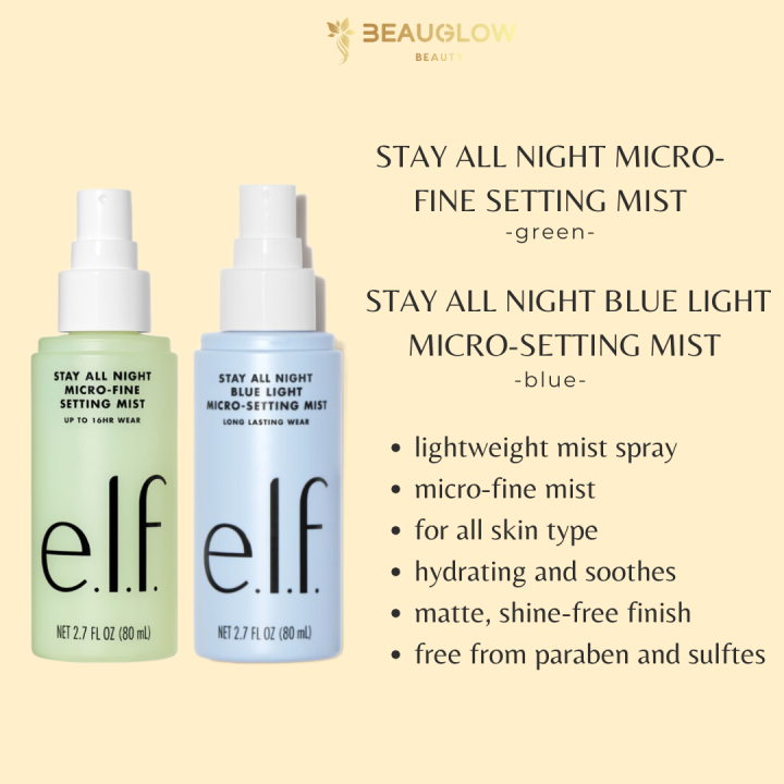 ELF Stay All Night 16HR Blue Micro-Fine Setting Mist, Stay All Night ...