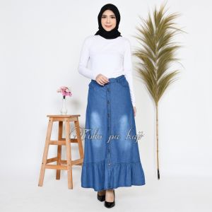 rok serut samping panjang kain jeans