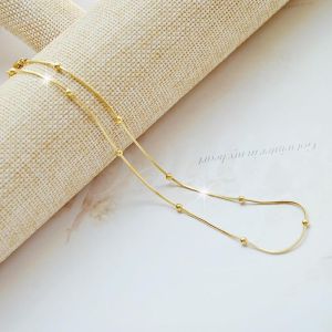 good 999 18K gold titanium steel Korean fashion design round bead short style necklace N8053
