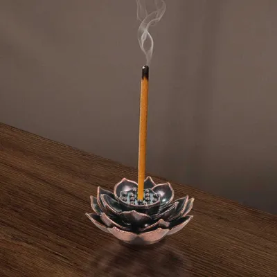 Tempat Dupa Lidi Double Lotus Mini Incense Holder Zinc Alloy - TaffHOME YJ-B1
