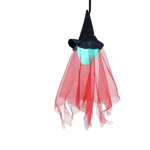 FUNG MALL Có mũ trùm đầu Ma Quỷ treo Halloween phát sáng Phù Thủy Đầu lâu Đồ chơi Ma treo Đạo cụ treo Ma Ám Dây treo Halloween Tiệc phòng bí mật