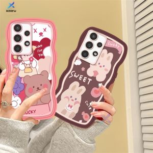 (Lokal Ready) Xinyu Casing hp Samsung A14 A04S A13 A04E A03 A03S A50 A50S A30S A23 A22 A21S A12 A02S A11 A51 A10 A30 A52 A52S M12 A71 A53 A32 M23 5G A33 A73 Penutup Casing Ponsel TPU Tepi Gelombang Beruang Gadis KartunCase