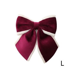 LIUJIR Treo Nơ nhung Giáng sinh Cổ điển Tinh tế Vòng hoa Giáng sinh kiểu thắt nơ. Đạo cụ tạo không khí lễ hội Viền trắng mềm mại Đồ trang trí hình nơ Giáng sinh Cửa sổ
