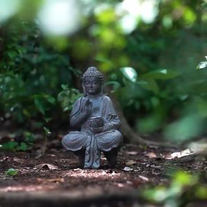 Zen Garden Buddha Statue Solar Light Courtyard Balcony New Chinese Style Buddha Living Room Entrance Decoration Housewarming
