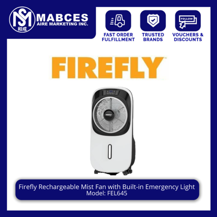 Firefly Rechargeable Mist Fan with Built-in Emergency Light FEL645