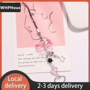 [COD] 💖💖💖Ship within 24 hours Goth Y2K Phone Charm Bow Heart Star Keychain Pendant Kawaii Key Chain Bag Phone Chain Cute Accessory For Girls Women Jewelry