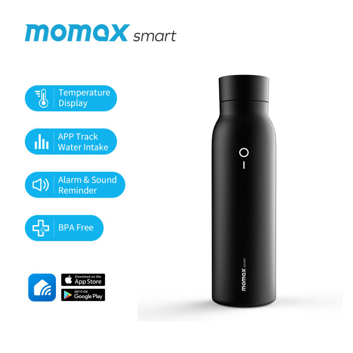 Momax Smart Water Bottle 20 Oz Tea Thermos with LCD Touch Screen