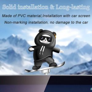 Car Automatic Sliding Skateboard Bear Alloy Cute Cartoon Scooter Center Console Ornaments Creative Car Decoration Accessories