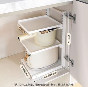 ✳️TSG65✳️ Height Adjustable Cookware Organizer Rack Pots Holder Pans Holder Pot Lid Holder Pans Storage Rack Pots Storage Rack Pots Rack Pans Rack Kitchen Cookware Organizer Rack Pot Organizer Rack Frying Under Sink Organizer Rack Pot Stand