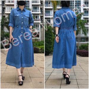 Anindya Fashion Presents Fashion Muslim Tunik Wanita Berea 8946 Dengan Desain Motif Polos Busui Friendly Bahan Jeans Good Quality Look Casual Simple Basic Kekinian dan Elegan - Model Terbaru 2023