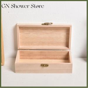GNStore[COD] กล่องใส่เครื่องประดับแบบย้อนยุค1ชิ้นกล่องจัดระเบียบกล่องไม้ธรรมชาติแบบฝาพับ