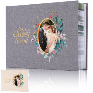 สมุดรับเชิญงานแต่งงานส่วนบุคคลดอกไม้สมุดต้อนรับงานแต่งงานที่สง่างามสมุดลงนามข้อความลายมือชื่ออัลบั้มรูปของขวัญแต่งงาน