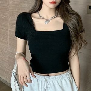 JULYFASHION - Pufie Crop Top 01 | Atasan Wanita Simple Polos Crop Bahan Adem
