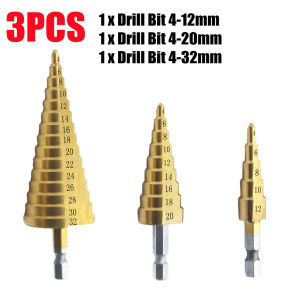 Mũi Khoan Phóng Lỗ Cấp Bậc Mũi Khoan Hình Nón Phóng Lỗ Bộ Mũi Khoan Phóng Lỗ Nhiều Kích Thước Mũi Khoan Phóng Lỗ Cho Tấm PV/Gỗ/Nhôm Mũi Khoan Cấp Bậc Siêu Cứng