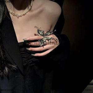 [COD] WEICHENG Punk Butterfly Ring Black Exaggerate Gothic Three-Dimensional Vintage Finger Rings Butterfly Ring For Women Jewelry Accessories Gift