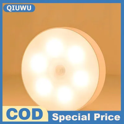 QIUWU Cảm Biến Chuyển Động LED Ánh Sáng Ban Đêm USB Có Thể Sạc Lại Đèn 6LED 10LED Thanh Không Dây Trên Cho Nhà Bếp Tủ Quần Áo Phòng Ngủ Hành Lang