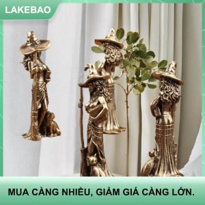 【LAKEBAO】 1pcs Retro đẹp thuật sĩ nhân vật bức tượng nhỏ bằng đồng chổi ma thuật phù thủy tượng nhỏ Máy tính để bàn trang trí thủ công trang trí nhà