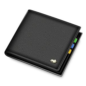 BISON DENIM Genuine Leather Men Wallets Brand Luxury RFID Bifold Wallet Zipper Coin Purse Business Card Holder Wallet N44702026
