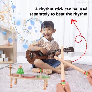 เครื่องกระทบชุดกลองชุุดกลอง7-In-1สำหรับของขวัญคริสต์มาสวันเกิดชุดเล่นดนตรีไม้