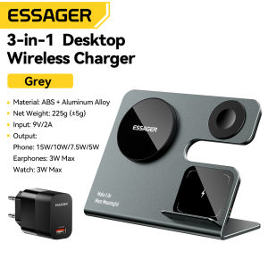 Essager 15W Wireless Chargers Fast Charging Phone Stand Mount Desktop Multi-function Portable Mobile Phone Holder Wireless Charging Device +S6 Single USBA18W US/EU Plug Charger For iPhone 15 14 13 12 Fast Charging AirPods Apple Watch Wireless Chargers