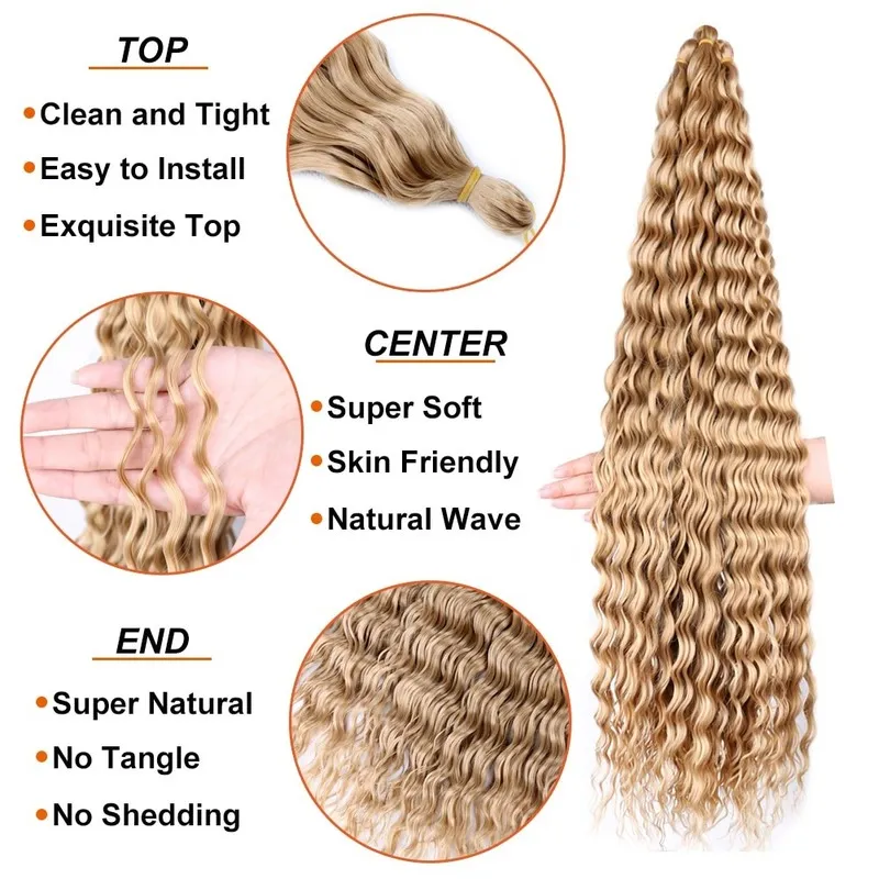 Crochet Braiding Hair 75cm New Soft Latch Hook Pre-looped Braids For Women  Natural Curly Wavy Synthetic Hair Extensions