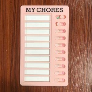 NOONOOR Plastic Chore Chart Erasable Reusable To Do List Board Portable Sliding Type Kids Responsibility Chart Home Study