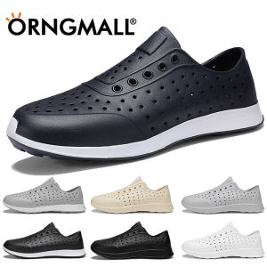 ORNGMALL รองเท้าแตะผู้ชายและผู้หญิงสำหรับรองเท้าวุ้นฤดูร้อน Sepatu Kebun ชายหาดกลวงรองเท้าแตะสีลูกอมกันน้ำรองเท้าแตะชายหาดไซส์36-45