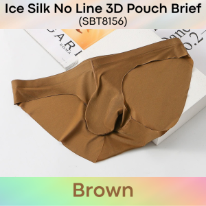 Mens Brief : Nylon Ice Silk No Line 3D Pouch Brief Underwear (SBT8156)