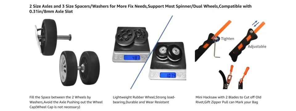 Luggage Wheels Repair Set 8PCS 50mm/2in Swivel Replacement Wheel