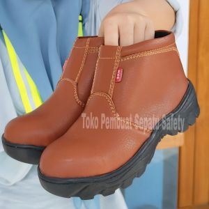 Sepatu Safety Pria Wanita Skn Mirip King Kulit Resleting Moka Pabrik Proyek Lapangan Mekanik Sol Karet Terbaik Anti Slip