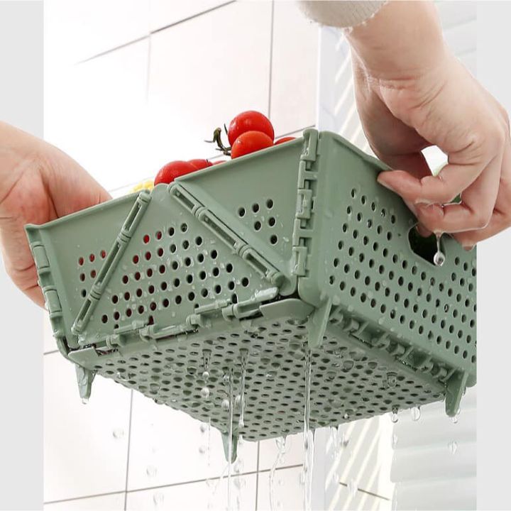 Rổ nhựa, vuông đựng rau, củ, quả... đa năng, thiết kế gấp gọn thông ...