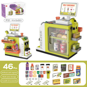 Kids Pretend Play Supermarket Cash Register Set - Mini Fast Food Counter Toy Role-Playing Shopping Kit for Boys & Girls Educational Gift for Ages 3-8
