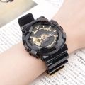 Silicone Strap for Casio G-Shock GA-100/110/140/200/400/700 800 GD-100/110/120 Men Replacement Black Gold Buckle Watch Band 16mm. 