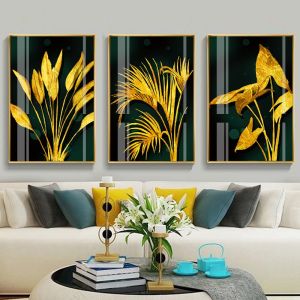 INS SET 3PCS Wall Decoration Wal lCompany Decoration Barley Fortune DecorGolden Pineapple Banana Leaf Mural Affordable Wall Art