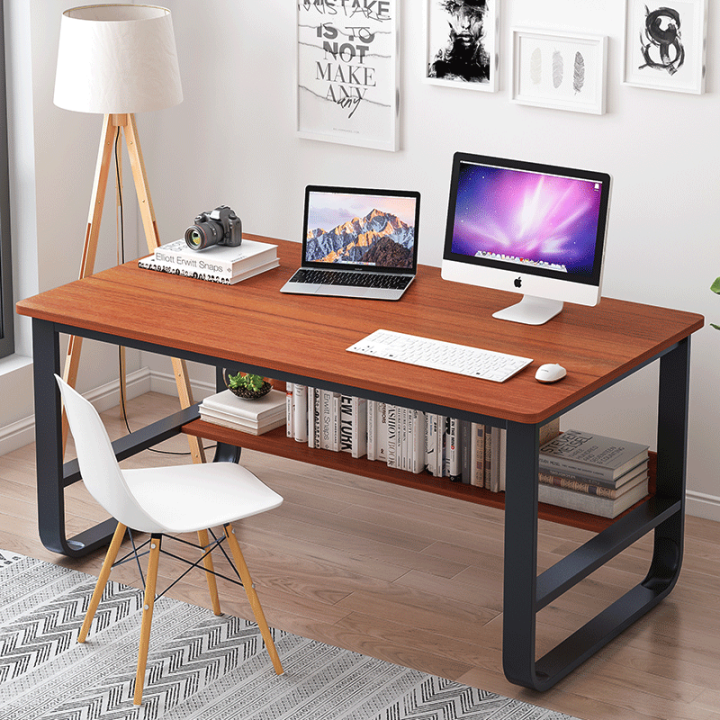 YOLO Modern Simple Home Office Study Table Steel And Wood Computer Desk