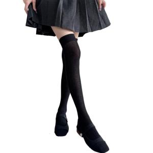 Japanese Women Ribbed Striped Thigh High Long Stockings Preppy Elegant Color Block Patchwork Over Knee Long Tube Socks