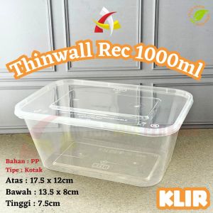 Thinwall Rectangle 1000ml Klir / Food Container / Kotak Makan 25pcs
